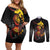 Personalized Papua New Guinea Milne Bay Couples Matching Off Shoulder Short Dress and Long Sleeve Button Shirt Bagi Necklace Mix Lime Pot Grunge