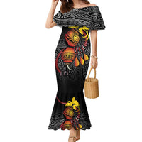 Personalized Papua New Guinea Milne Bay Family Matching Mermaid Dress and Hawaiian Shirt Bagi Necklace Mix Lime Pot Grunge