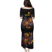 Personalized Papua New Guinea Milne Bay Family Matching Puletasi and Hawaiian Shirt Bagi Necklace Mix Lime Pot Grunge