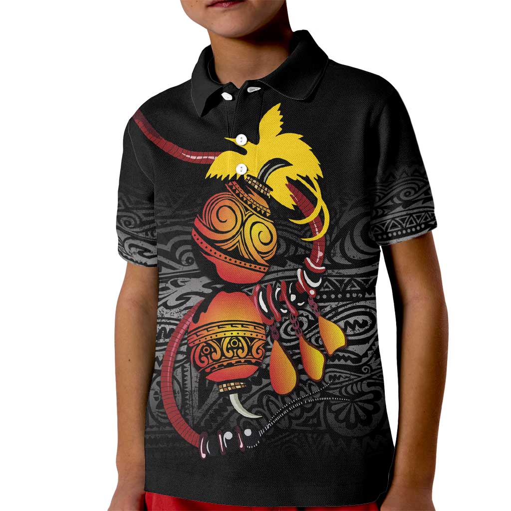 Personalized Papua New Guinea Milne Bay Kid Polo Shirt Bagi Necklace Mix Lime Pot Grunge LT7 Kid Black - Polynesian Pride