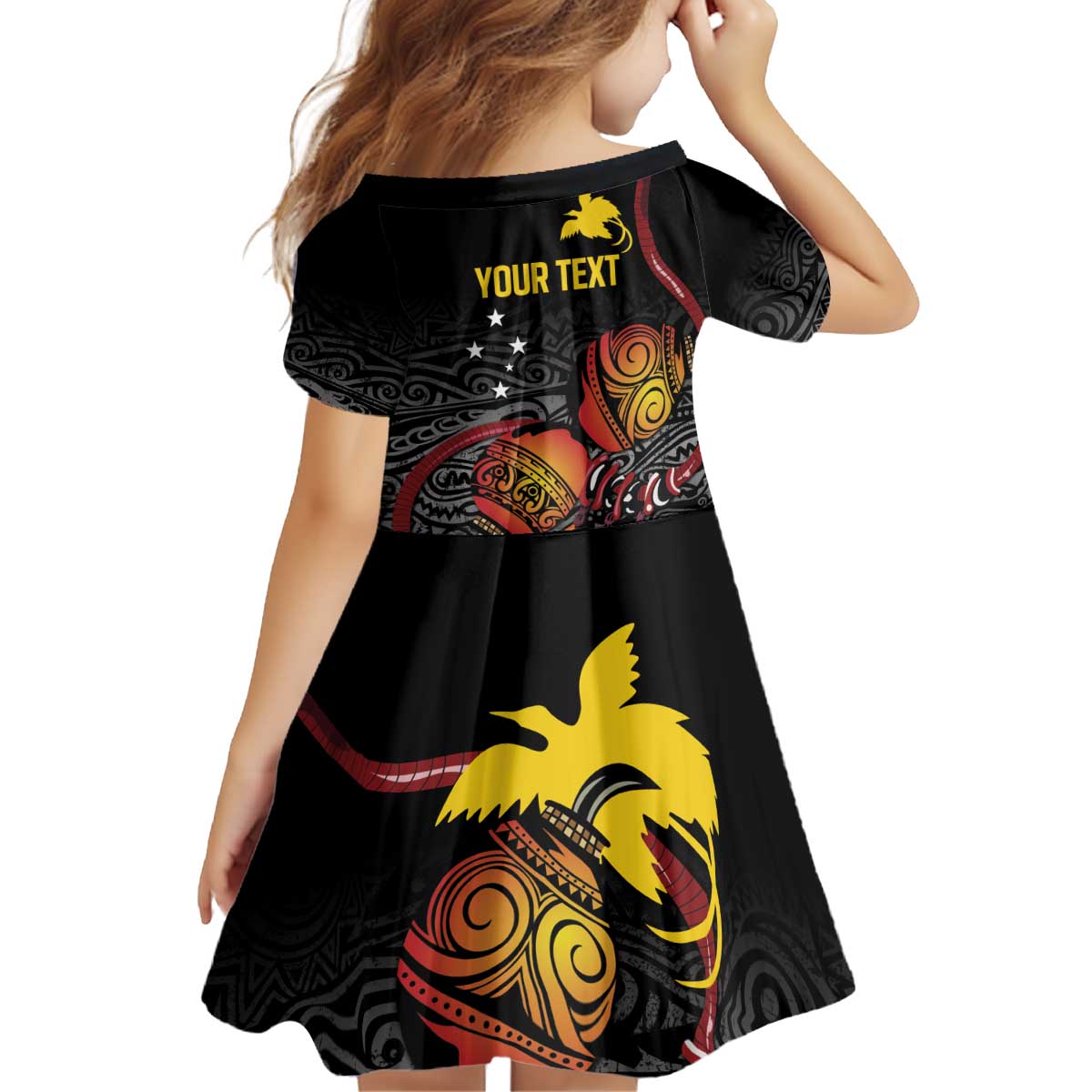 Personalized Papua New Guinea Milne Bay Kid Short Sleeve Dress Bagi Necklace Mix Lime Pot Grunge