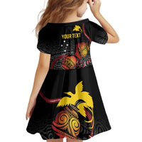 Personalized Papua New Guinea Milne Bay Kid Short Sleeve Dress Bagi Necklace Mix Lime Pot Grunge