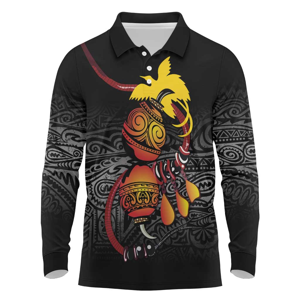 Personalized Papua New Guinea Milne Bay Long Sleeve Polo Shirt Bagi Necklace Mix Lime Pot Grunge