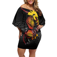 Personalized Papua New Guinea Milne Bay Off Shoulder Short Dress Bagi Necklace Mix Lime Pot Grunge