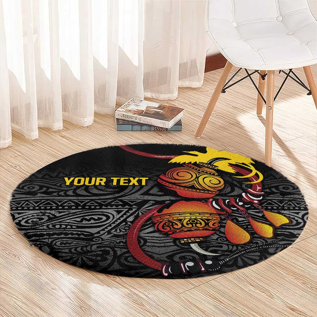 Personalized Papua New Guinea Milne Bay Round Carpet Bagi Necklace Mix Lime Pot Grunge