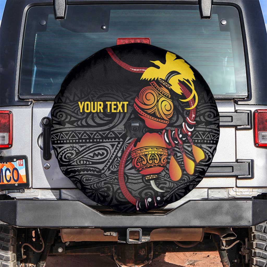 Personalized Papua New Guinea Milne Bay Spare Tire Cover Bagi Necklace Mix Lime Pot Grunge LT7 Black - Polynesian Pride