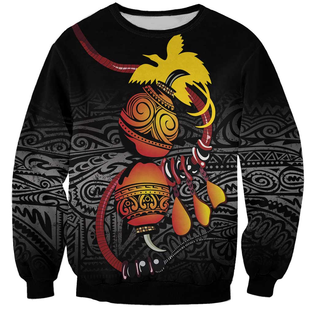 Personalized Papua New Guinea Milne Bay Sweatshirt Bagi Necklace Mix Lime Pot Grunge LT7 Unisex Black - Polynesian Pride