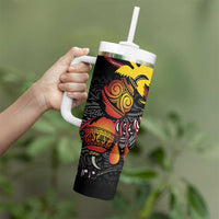 Personalized Papua New Guinea Milne Bay Tumbler With Handle Bagi Necklace Mix Lime Pot Grunge