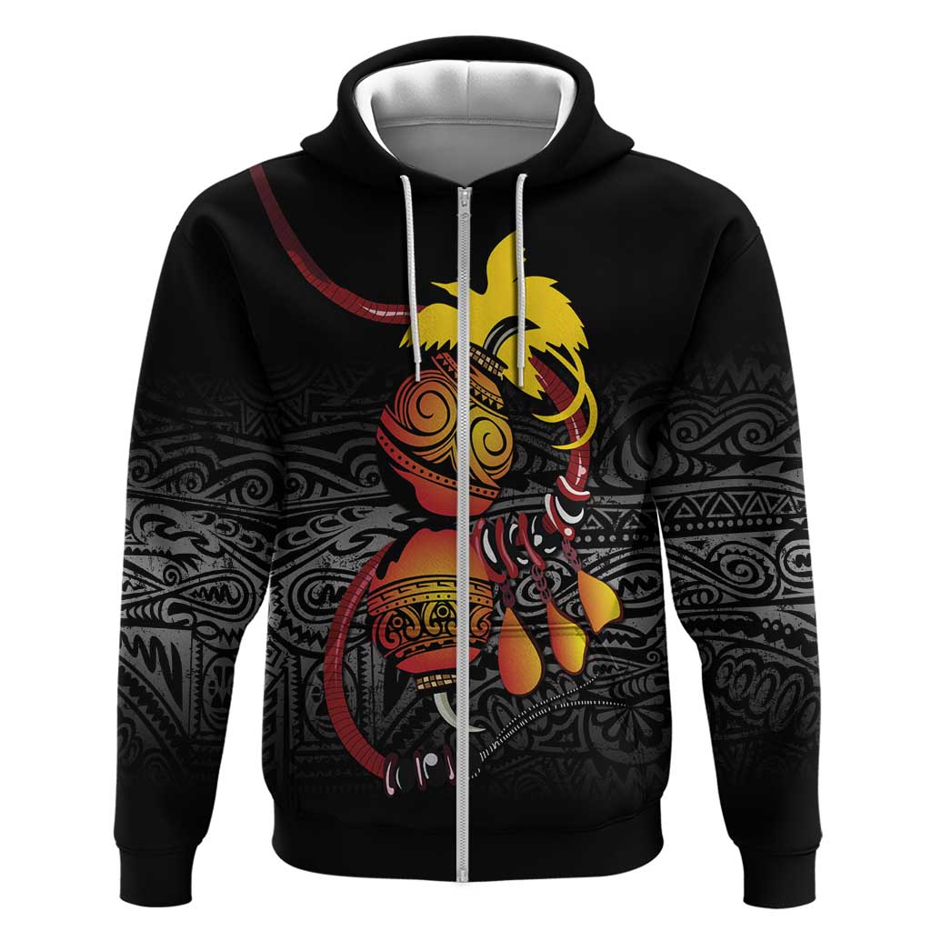 Personalized Papua New Guinea Milne Bay Zip Hoodie Bagi Necklace Mix Lime Pot Grunge LT7 Zip Hoodie Black - Polynesian Pride