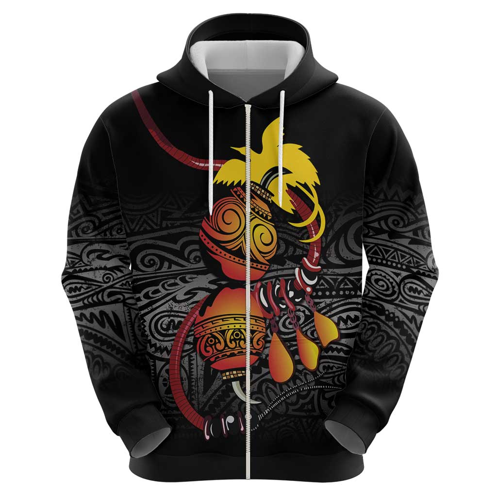 Personalized Papua New Guinea Milne Bay Zip Hoodie Bagi Necklace Mix Lime Pot Grunge LT7 - Polynesian Pride