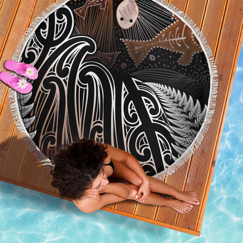 Aotearoa Maori - Australia Indigenous Beach Blanket Koiri Whakairo Mix Aboriginal Art - Polynesian Pride