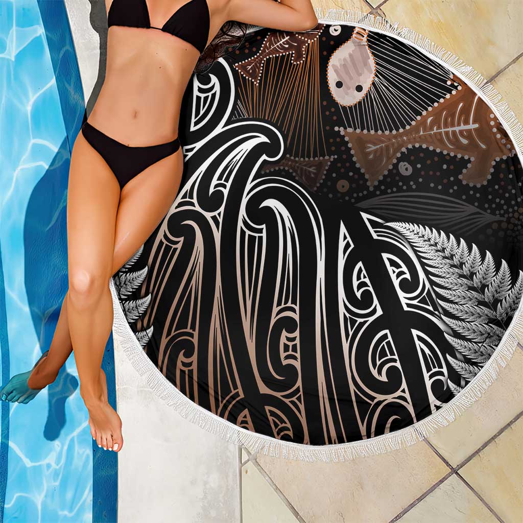 Aotearoa Maori - Australia Indigenous Beach Blanket Koiri Whakairo Mix Aboriginal Art - Polynesian Pride