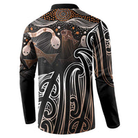 Aotearoa Maori - Australia Indigenous Button Sweatshirt Koiri Whakairo Mix Aboriginal Art - Polynesian Pride