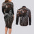 Aotearoa Maori - Australia Indigenous Couples Matching Long Sleeve Bodycon Dress and Long Sleeve Button Shirt Koiri Whakairo Mix Aboriginal Art - Polynesian Pride