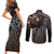 Aotearoa Maori - Australia Indigenous Couples Matching Short Sleeve Bodycon Dress and Long Sleeve Button Shirt Koiri Whakairo Mix Aboriginal Art - Polynesian Pride