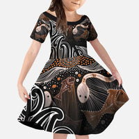 Aotearoa Maori - Australia Indigenous Family Matching Off Shoulder Maxi Dress and Hawaiian Shirt Koiri Whakairo Mix Aboriginal Art - Polynesian Pride