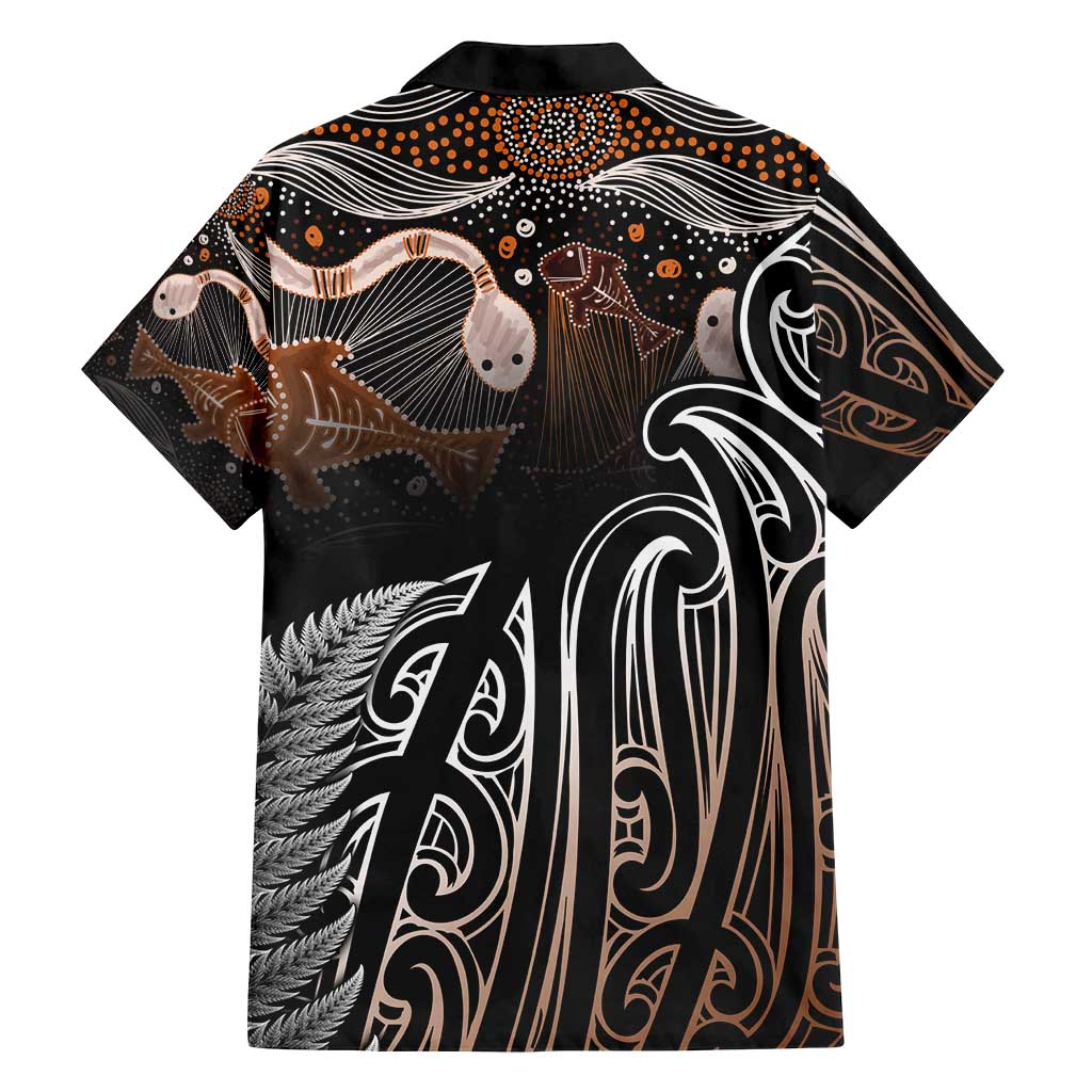 Aotearoa Maori - Australia Indigenous Family Matching Off Shoulder Maxi Dress and Hawaiian Shirt Koiri Whakairo Mix Aboriginal Art - Polynesian Pride