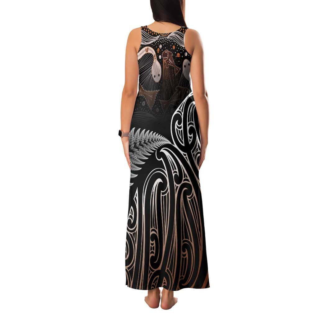 Aotearoa Maori - Australia Indigenous Family Matching Tank Maxi Dress and Hawaiian Shirt Koiri Whakairo Mix Aboriginal Art - Polynesian Pride