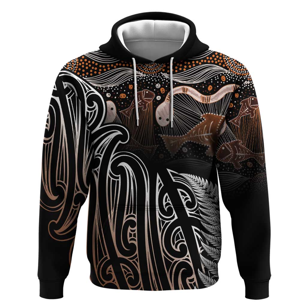 Aotearoa Maori - Australia Indigenous Hoodie Koiri Whakairo Mix Aboriginal Art - Polynesian Pride