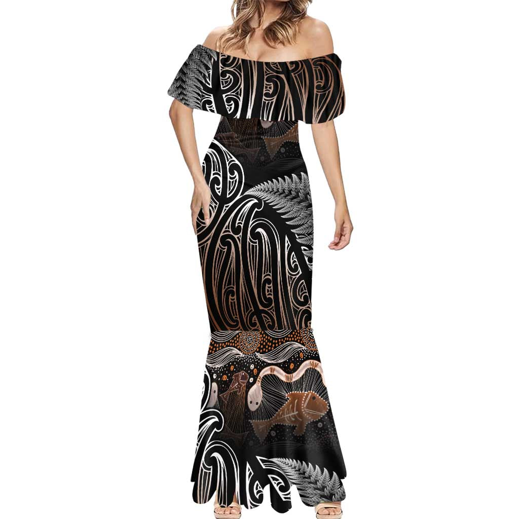 Aotearoa Maori - Australia Indigenous Mermaid Dress Koiri Whakairo Mix Aboriginal Art - Polynesian Pride