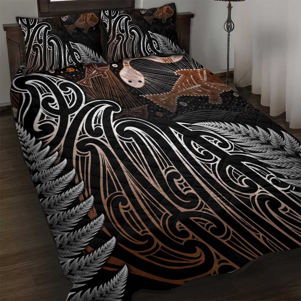 Aotearoa Maori - Australia Indigenous Quilt Bed Set Koiri Whakairo Mix Aboriginal Art - Polynesian Pride