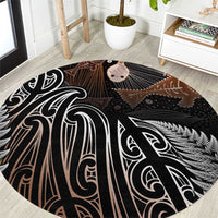 Aotearoa Maori - Australia Indigenous Round Carpet Koiri Whakairo Mix Aboriginal Art LT7 Brown - Polynesian Pride