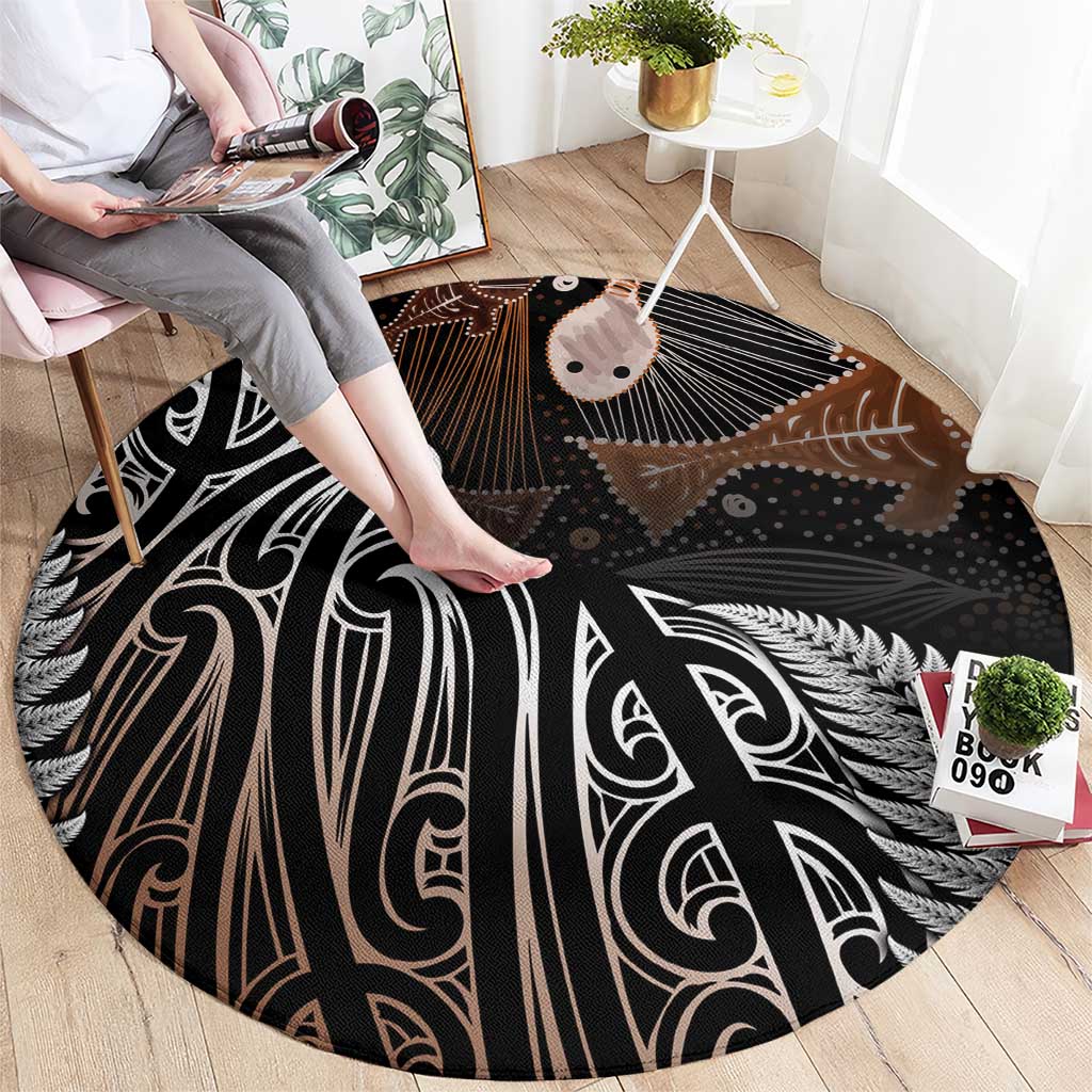 Aotearoa Maori - Australia Indigenous Round Carpet Koiri Whakairo Mix Aboriginal Art LT7 - Polynesian Pride