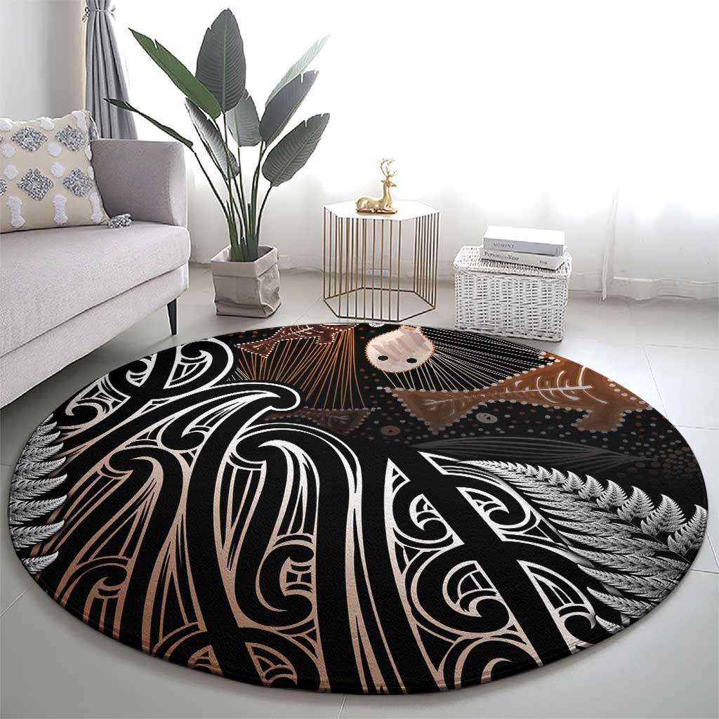 Aotearoa Maori - Australia Indigenous Round Carpet Koiri Whakairo Mix Aboriginal Art LT7 - Polynesian Pride