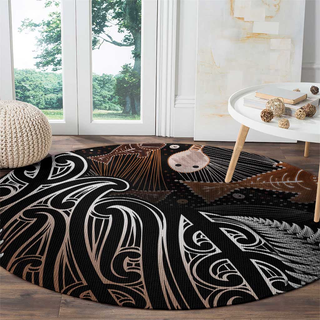 Aotearoa Maori - Australia Indigenous Round Carpet Koiri Whakairo Mix Aboriginal Art LT7 - Polynesian Pride