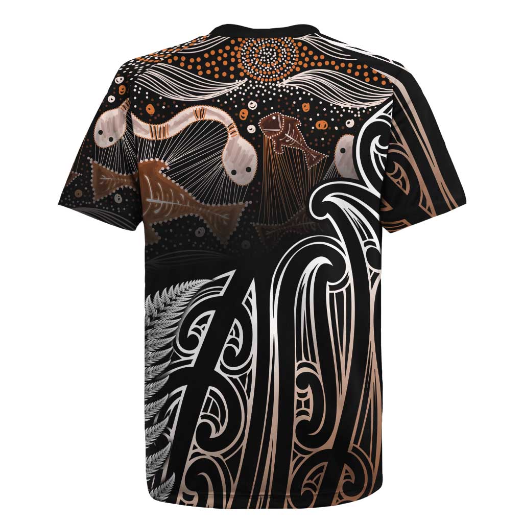 Aotearoa Maori - Australia Indigenous Rugby Jersey Koiri Whakairo Mix Aboriginal Art - Polynesian Pride