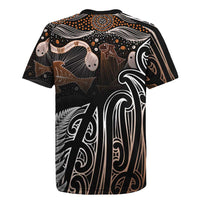 Aotearoa Maori - Australia Indigenous Rugby Jersey Koiri Whakairo Mix Aboriginal Art - Polynesian Pride