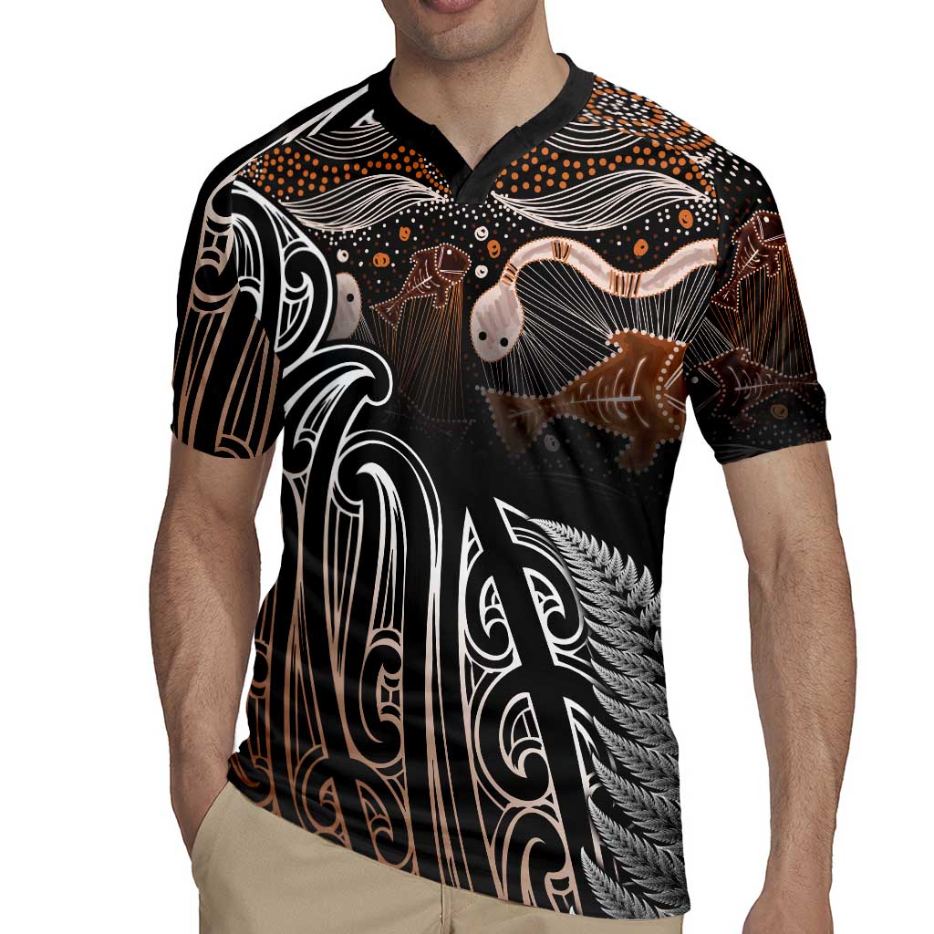 Aotearoa Maori - Australia Indigenous Rugby Jersey Koiri Whakairo Mix Aboriginal Art - Polynesian Pride