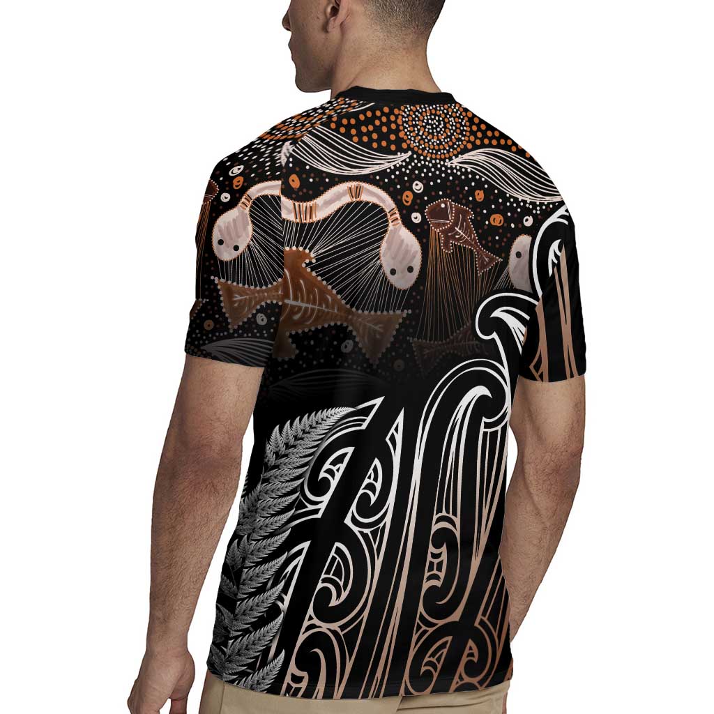 Aotearoa Maori - Australia Indigenous Rugby Jersey Koiri Whakairo Mix Aboriginal Art - Polynesian Pride
