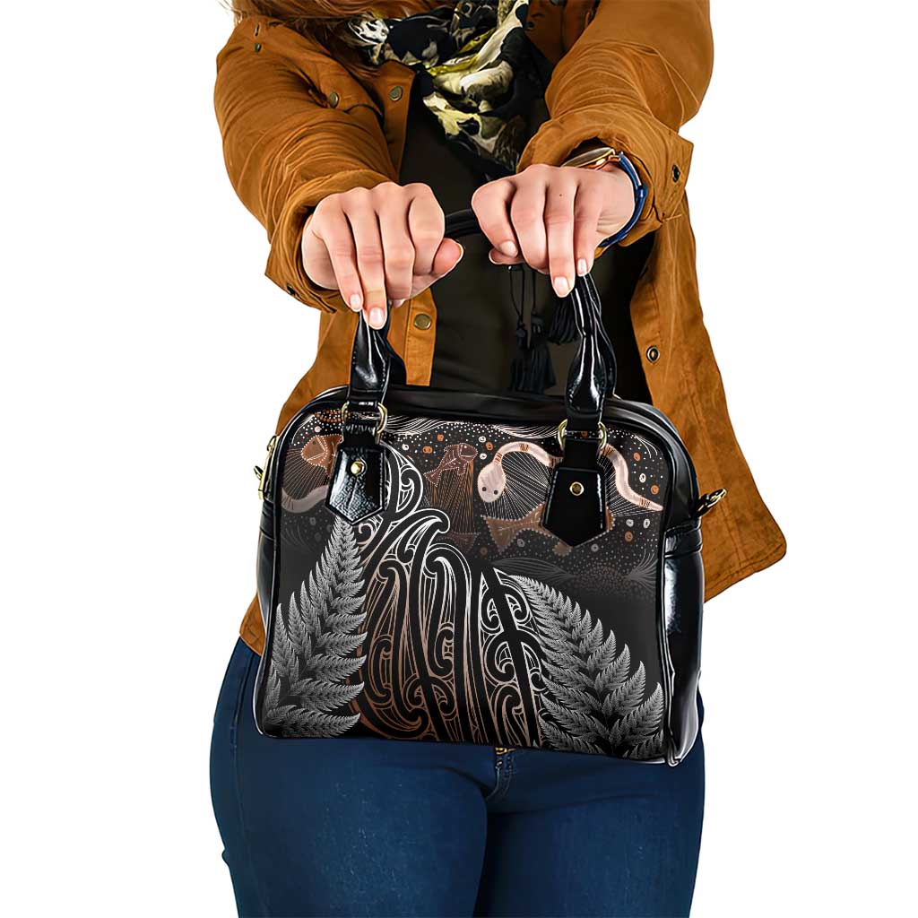 Aotearoa Maori - Australia Indigenous Shoulder Handbag Koiri Whakairo Mix Aboriginal Art - Polynesian Pride