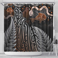 Aotearoa Maori - Australia Indigenous Shower Curtain Koiri Whakairo Mix Aboriginal Art - Polynesian Pride