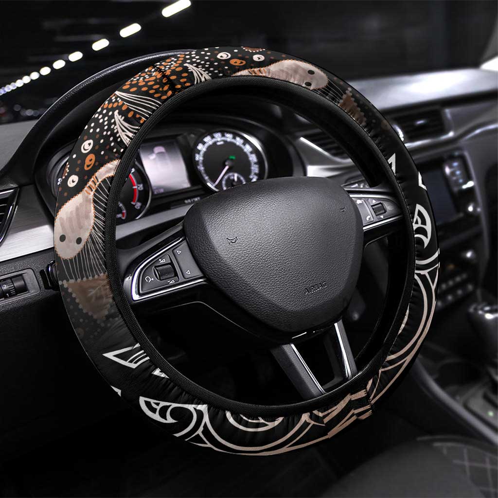 Aotearoa Maori - Australia Indigenous Steering Wheel Cover Koiri Whakairo Mix Aboriginal Art - Polynesian Pride