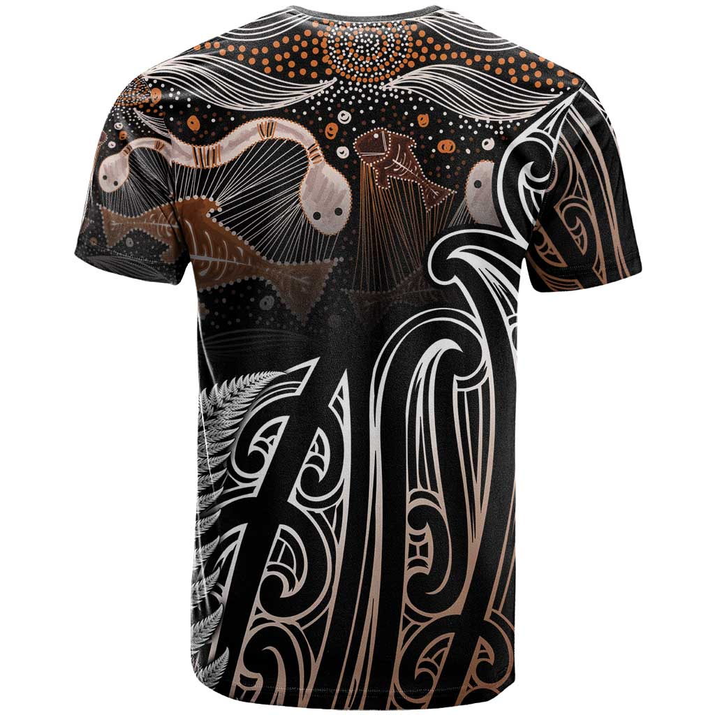 Aotearoa Maori - Australia Indigenous T Shirt Koiri Whakairo Mix Aboriginal Art - Polynesian Pride
