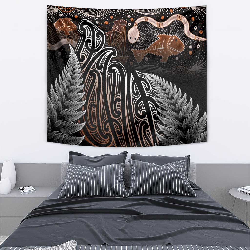 Aotearoa Maori - Australia Indigenous Tapestry Koiri Whakairo Mix Aboriginal Art LT7 - Polynesian Pride