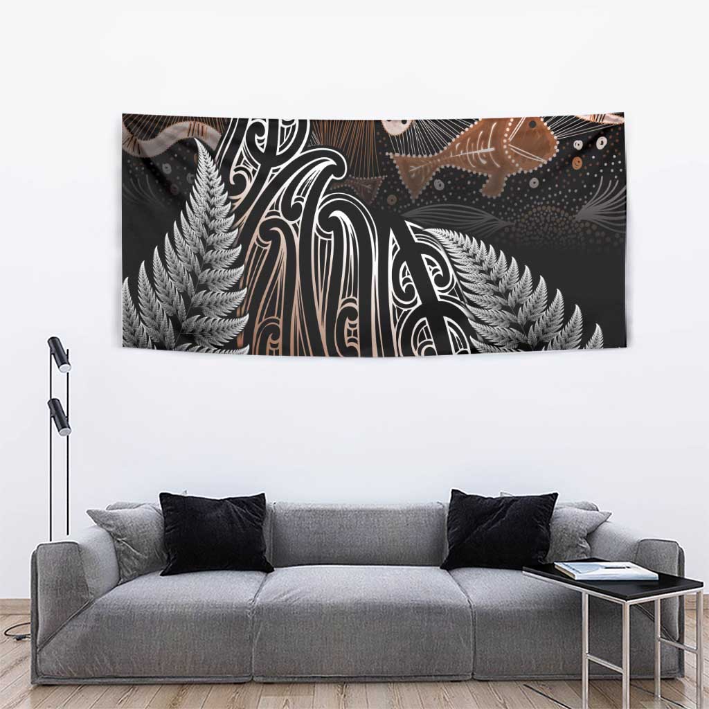 Aotearoa Maori - Australia Indigenous Tapestry Koiri Whakairo Mix Aboriginal Art LT7 - Polynesian Pride