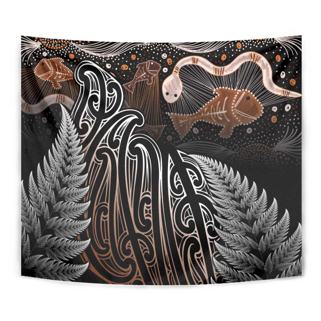 Aotearoa Maori - Australia Indigenous Tapestry Koiri Whakairo Mix Aboriginal Art LT7 - Polynesian Pride