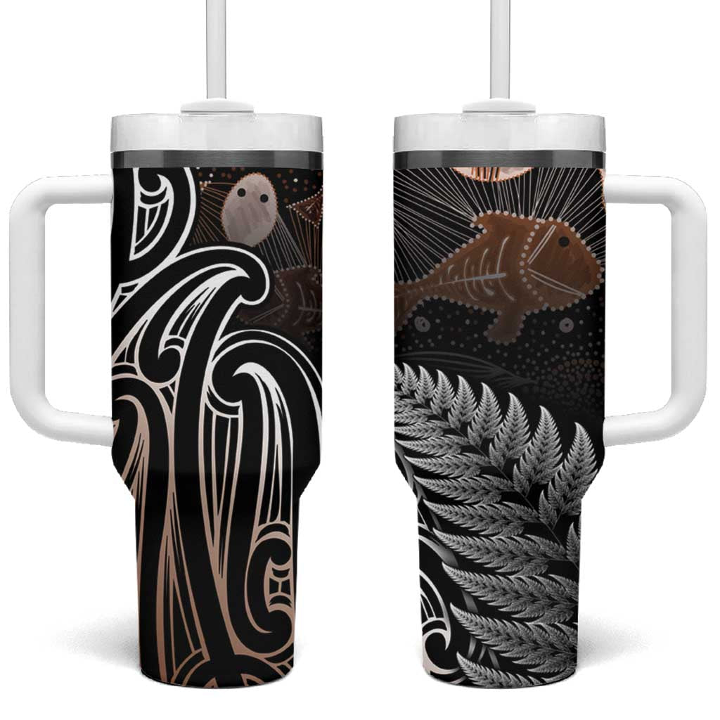 Aotearoa Maori - Australia Indigenous Tumbler With Handle Koiri Whakairo Mix Aboriginal Art - Polynesian Pride