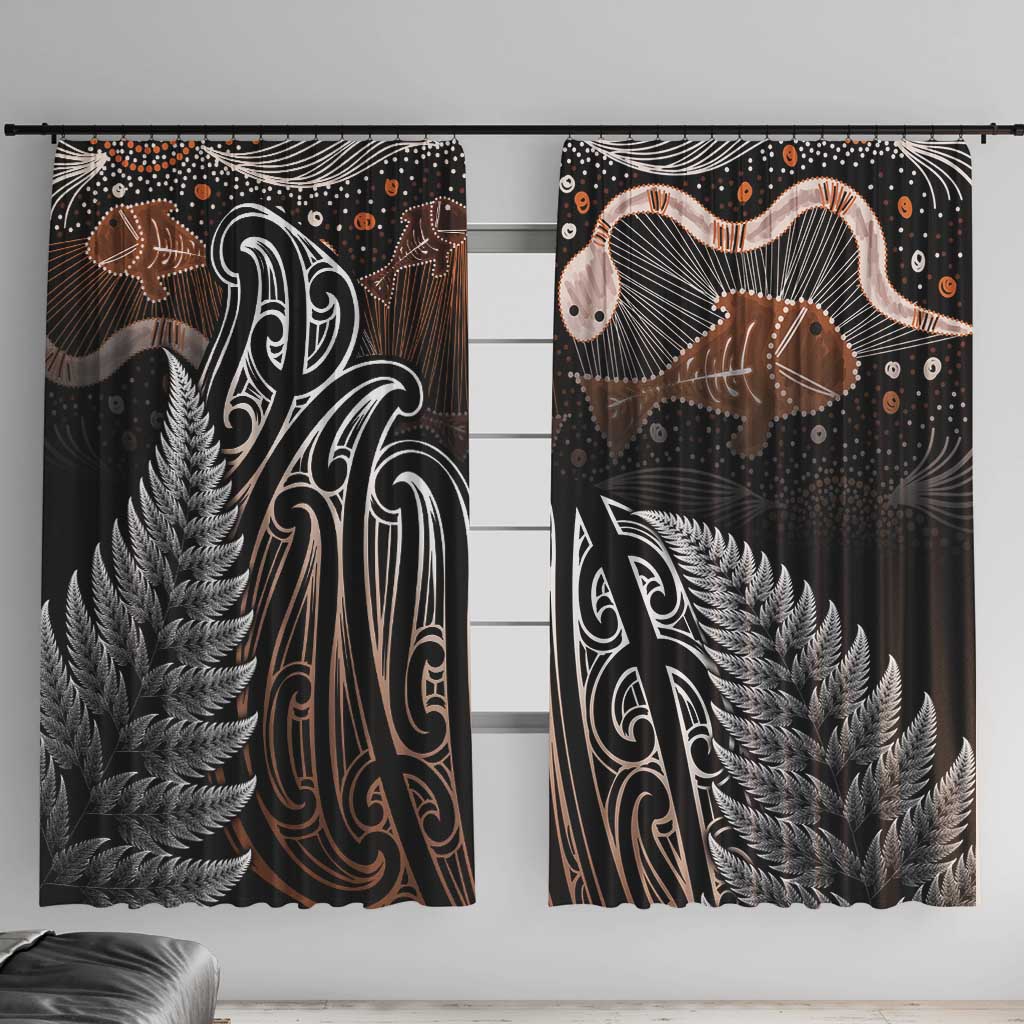 Aotearoa Maori - Australia Indigenous Window Curtain Koiri Whakairo Mix Aboriginal Art - Polynesian Pride