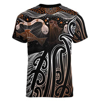 Aotearoa Maori - Australia Indigenous Women V-Neck T-Shirt Koiri Whakairo Mix Aboriginal Art - Polynesian Pride