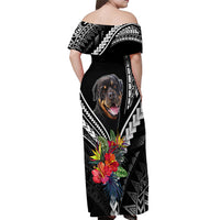 Personalised Polynesian Dog Off Shoulder Maxi Dress Rottweiler With Polynesia Pattern Curve Style LT7 - Polynesian Pride