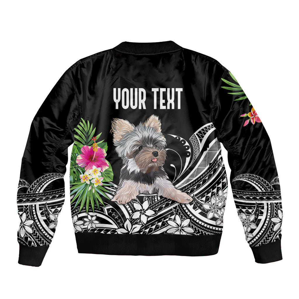 Personalised Polynesian Bomber Jacket With Yorkshire Terrier Floral Style LT7 - Polynesian Pride