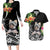 Personalised Polynesian Couples Matching Long Sleeve Bodycon Dress and Hawaiian Shirt With Yorkshire Terrier Floral Style LT7 Black - Polynesian Pride