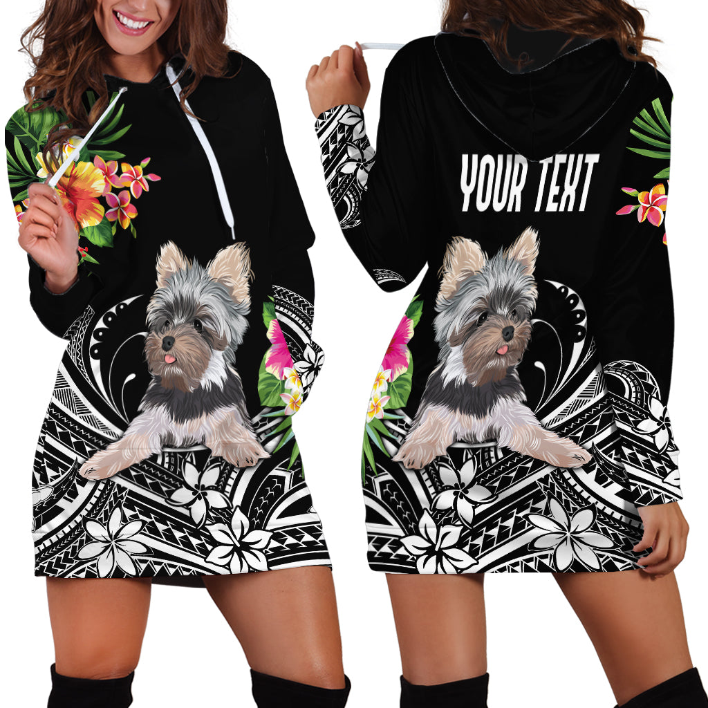 Personalised Polynesian Hoodie Dress With Yorkshire Terrier Floral Style LT7 - Polynesian Pride
