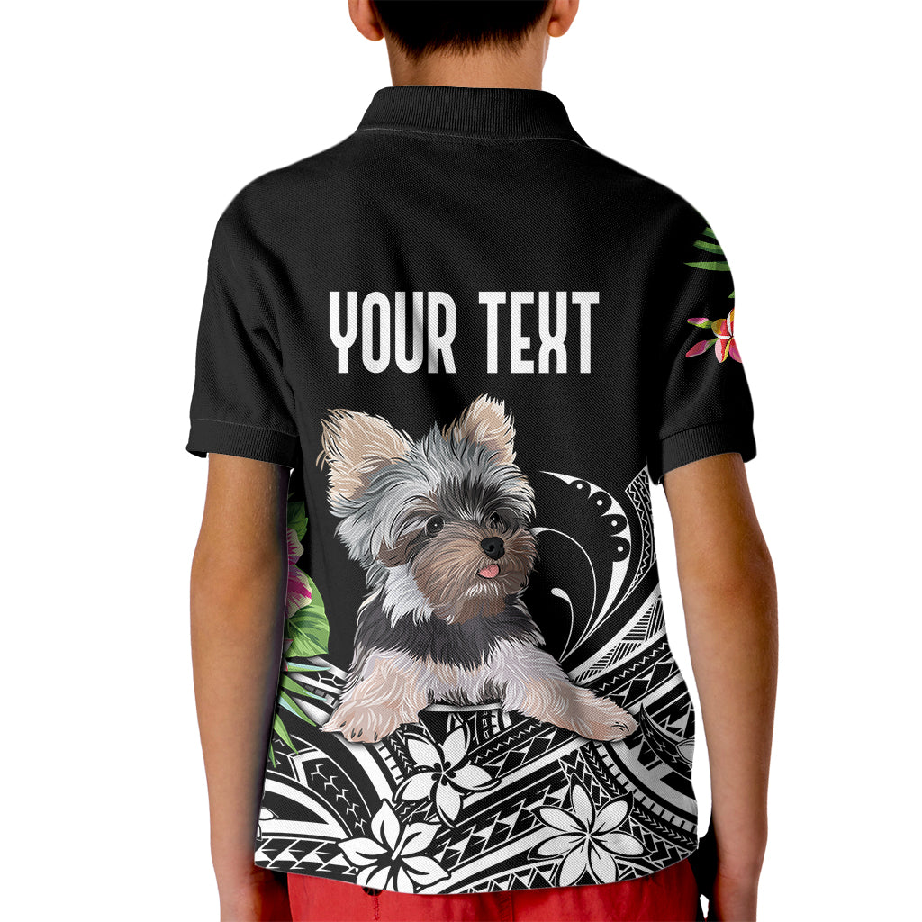 Personalised Polynesian Kid Polo Shirt With Yorkshire Terrier Floral Style LT7 - Polynesian Pride