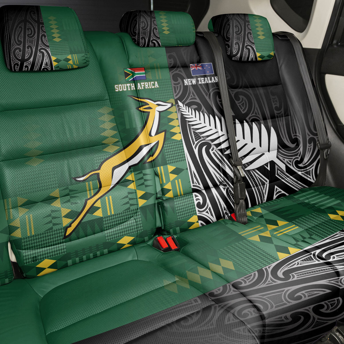 Rugby South Africa New Zealand Greatest Rivals Back Car Seat Cover Tribal Motifs LT7 - Polynesian Pride