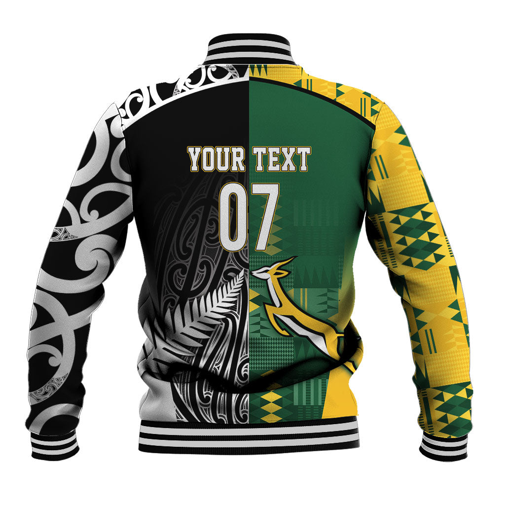 Custom Rugby South Africa New Zealand Greatest Rivals Baseball Jacket Tribal Motifs LT7 - Polynesian Pride
